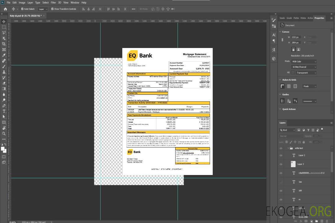 Relevé d'hypothèque de la banque USA Ontario EQ aux formats Word et PDF template Relevé d'hypothèque de la banque USA Ontario EQ aux formats Word et PDF template